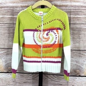 Cakewalk Kids Green and White Zip Up Sweater Size 6